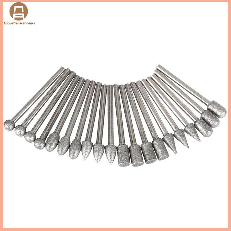 ABOVE 20pcs เพชรหัวบด Mini Bit สําหรับสว่านโรตารี่เครื่องมือ Burrs บดอุปกรณ์เสริม 3 มม.Shank ชุดเครื่องมือเครื่องมือขัด TH
