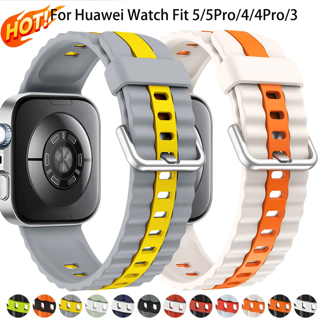 2026 สายซิลิโคนกีฬาสําหรับนาฬิกา Huawei Fit 5 Pro/4 Pro/5/4/3 Band สร้อยข้อมือสายรัดข้อมืออุปกรณ์เสริม