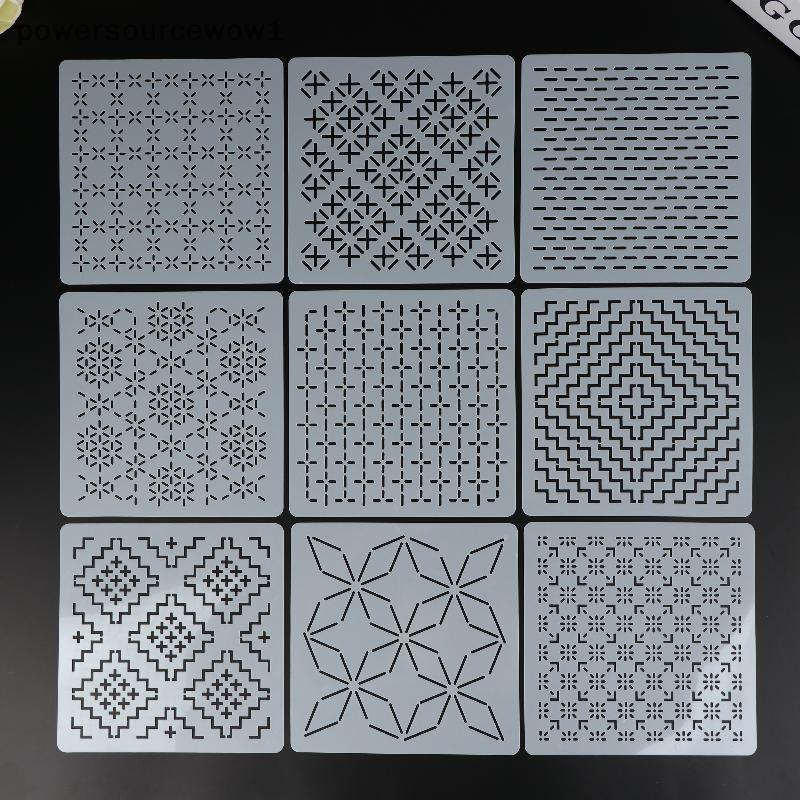 WOW 9/32Pcs Sashiko เย็บปักถักร้อยแม่แบบ DIY เรขาคณิต Patchwork Stencil Reusable PET Stencil Handmade เย็บปักถักร้อยหัตถกรรมเครื่องมือ TH