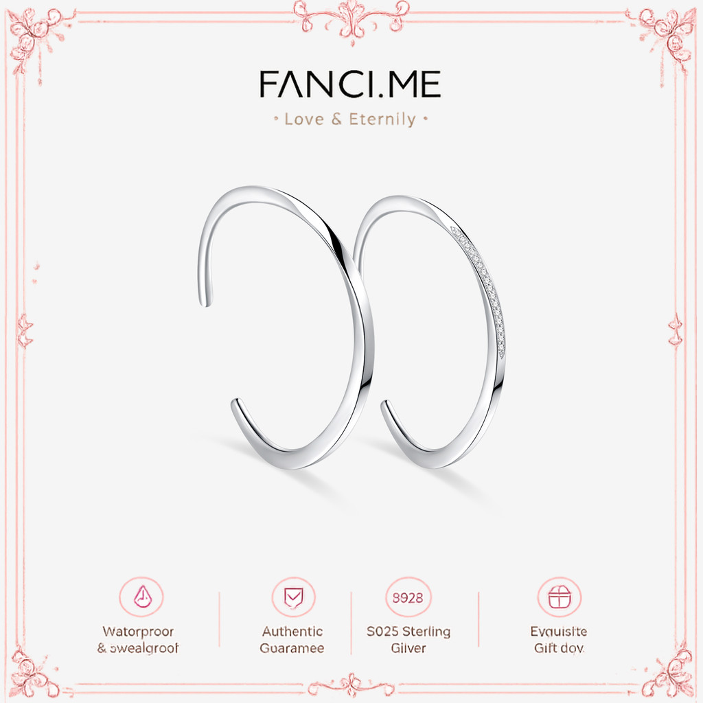 FANCIME "Star Flow" กําไลข้อมือเงินสเตอร์ลิงเกลียวคู่ Mobius