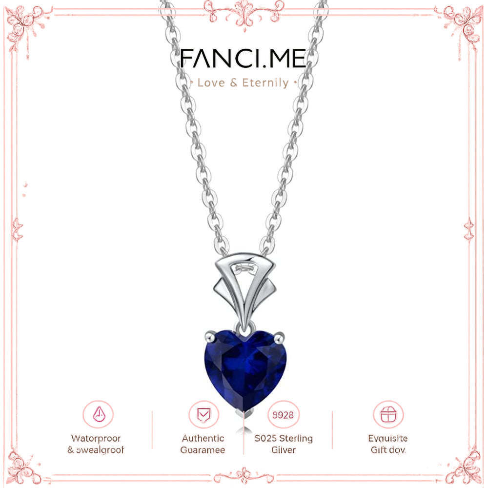 FANCIME Sapphire สร้อยคอเงินสเตอร์ลิงพลอยเดือนกันยายน