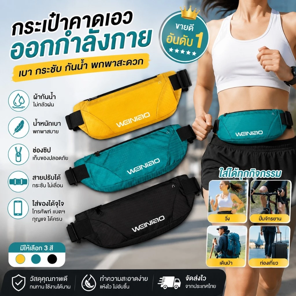 วิ่งโทรศัพท์มือถือกระเป๋าคาดเอวผู้หญิง 2026 ใหม่กันน้ำน้ำหนักเบาผู้ชายกีฬากระเป๋ากลางแจ้งพิเศษ discharger อุปกรณ์