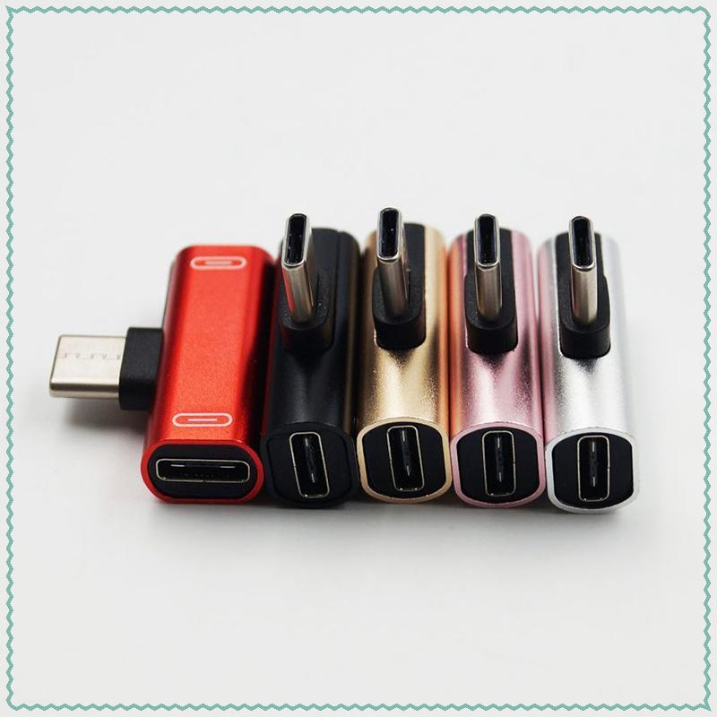 นาย นายใครใครใคร คอเต่าอุปกรณ์ต่อพ่วงเดิม Dual USB Type C หูฟัง Aux อะแดปเตอร์ Splitter ตัวเชื่อมต่อ