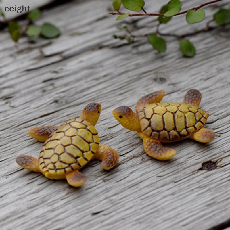 [ceight] 2 ชิ้น Mini Sea Turtle Model เรซิ่นเต่า Figurines Fish Tank Miniature Decor TH