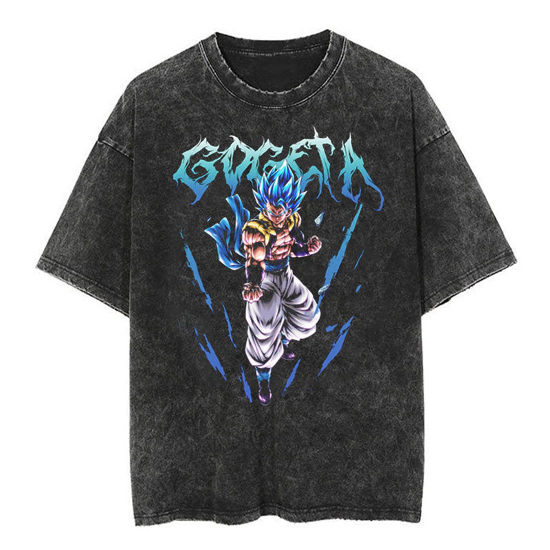 เสื้อยืดแขนสั้นสีดํา Dragon Ball Cool อะนิเมะญี่ปุ่น Son Goku พิมพ์หลวมเสื้อยืดล้าง