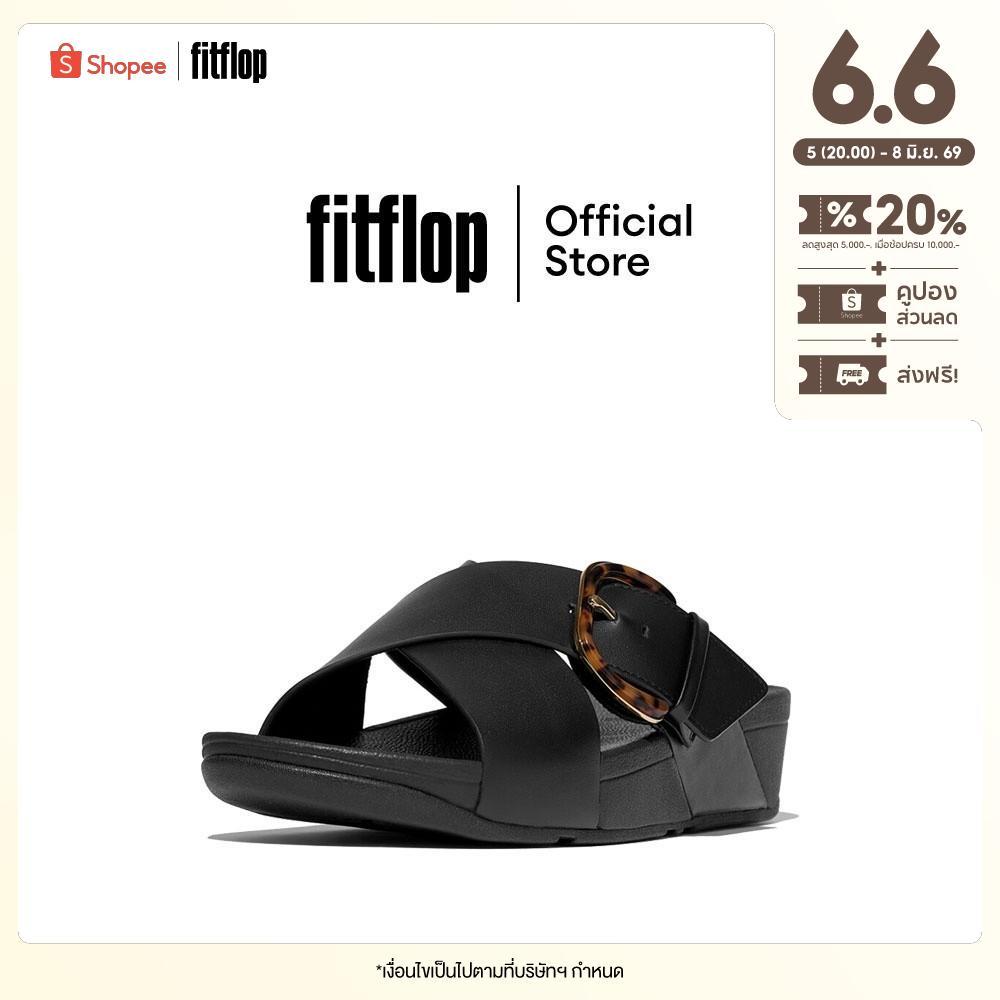 FITFLOP LULU RESIN-BUCKLE CROSS SLIDES รองเท้าแตะผู้หญิง รุ่น JE8-090  สี ALL BLACK