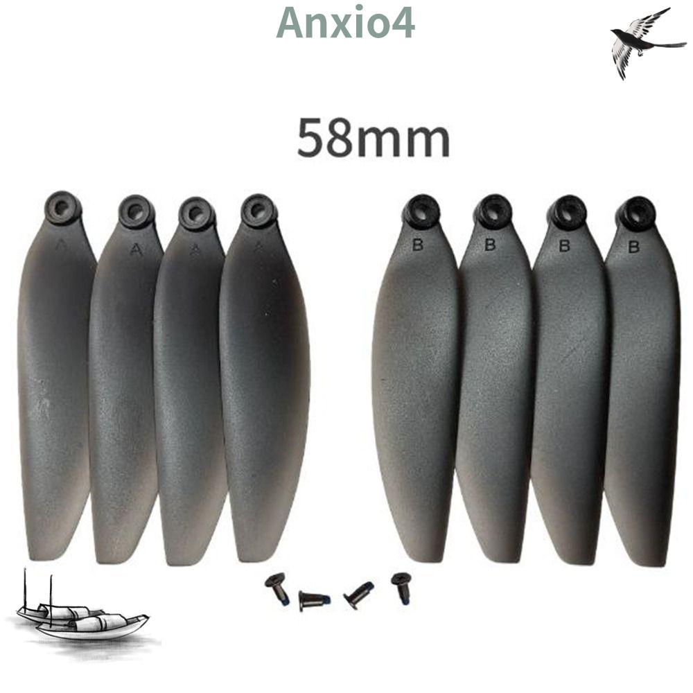 ANXIO4 รีโมทคอนโทรล Drone อะไหล่, 58 มม./66 มม.พลาสติกพับใบพัด,สีดํา Universal Quadcopter อะไหล่ใบมี