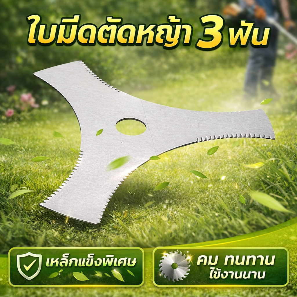 ใบมีดตัดหญ้า 3 ฟัน ขนาด 8.5 นิ้ว หนา 1.6 มิล (ฟันเลื่อย) 2pcs