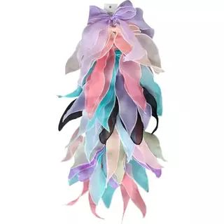 (ยกแผง 12 ชิ้น) กิ๊บติดผมโบว์ชีฟองหางยาว คละสี (สุ่มเซ็ท)