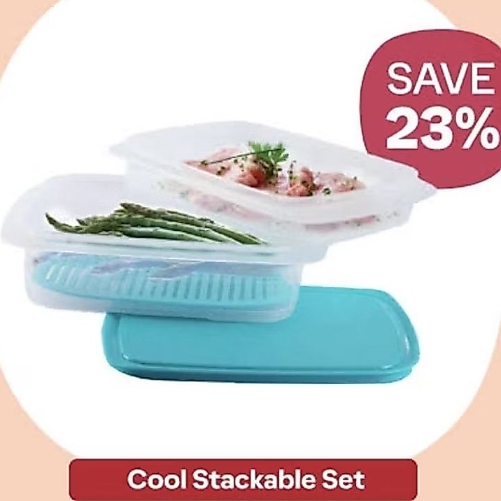 Tupperware กล่องคูลสแต็ก (cool stack) 2ชั้น ใช้เก็บอาหารหรือของสดแช่ตู้เย็น