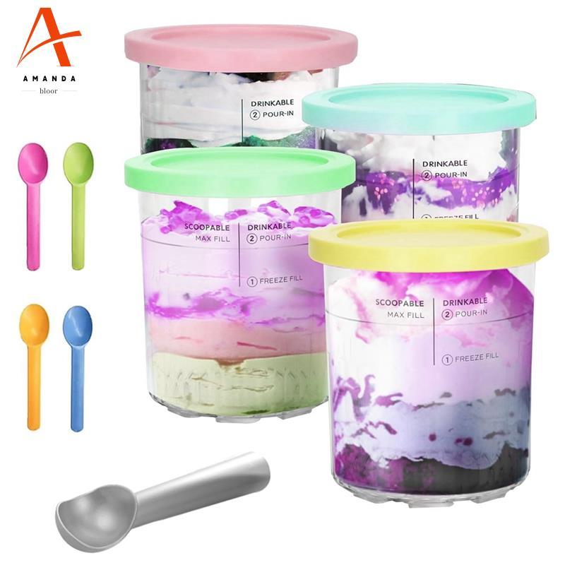 ภาชนะไอศกรีมเปลี่ยนเหมาะสําหรับ Creami Pints และฝาปิด 24oz ถ้วย Creami Deluxe NC501 NC500 Series พร้
