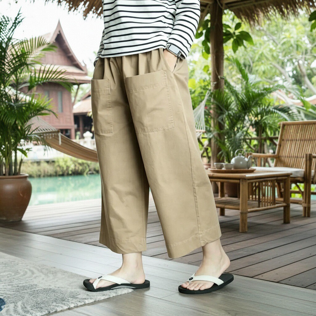 🧡PODIBEA ซื้อ 2 ตัวลด 5% ทั้งร้าน MORI All-Day Cropped Pants กางเกงขากระบอกสไตล์ญี่ปุ่น ใส่ได้ทั้งวัน สวมคล่องตัว