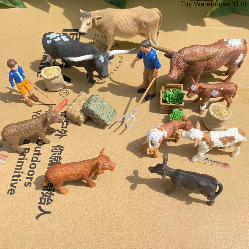 เยอรมัน Sile Long-Horned Beef Simontal Calf Meat ฉากเนื้อ Bull Milk Beef Model Toy