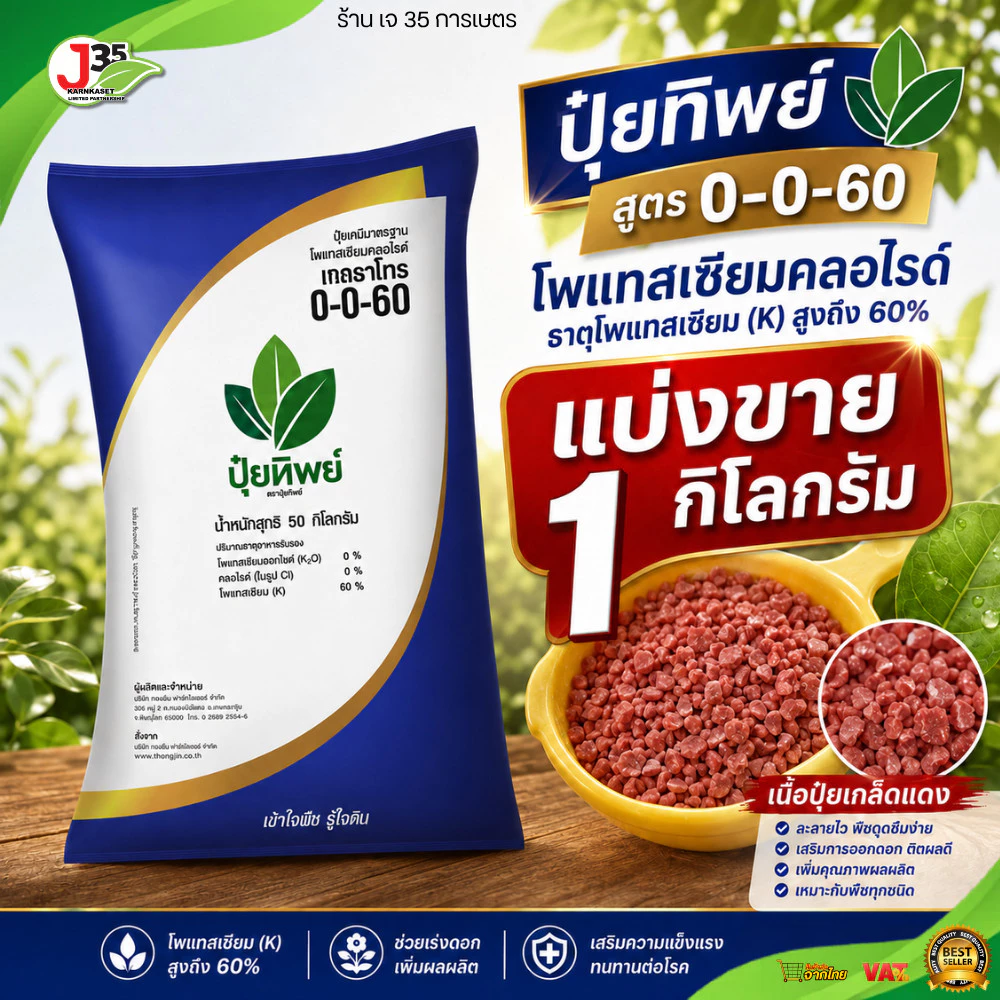 ปุ๋ยเคมี 0-0-60 ปุ๋ยหวาน ปุ๋ยลงหัว ปุ๋ยสร้างหัว ปุ๋ยขยายลูกขยายหัว
