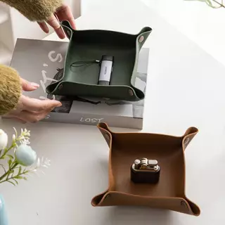 AA PU หนังกล่องเก็บสแควร์สไตล์นอร์ดิกโต๊ะถาดสําหรับ Home Office Entryway Porch Supplies TH