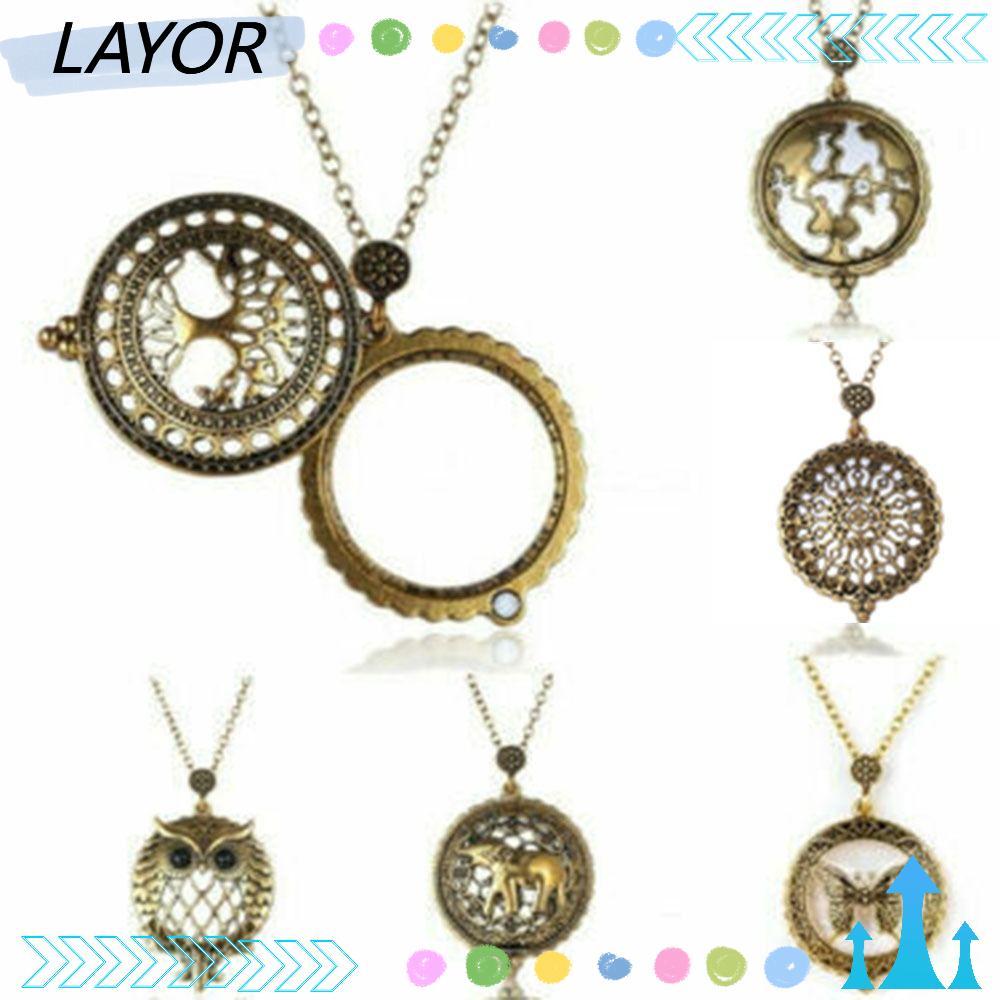 LAYOR สร้อยคอจี้แว่นขยาย, ของขวัญ จี้แว่นขยายสีทอง, โซ่เสื้อกันหนาวโลหะผสมวินเทจ
