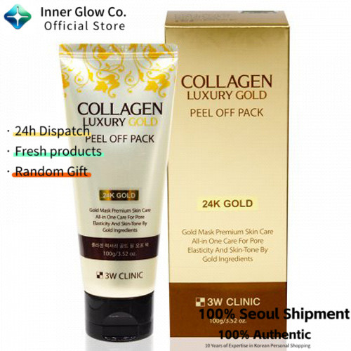 3W Clinic Collagen & Luxury Gold Peel-Off Pack 100g 1 PC Firming Lifting Mask กระชับรูขุมขนผิวเรียบเ