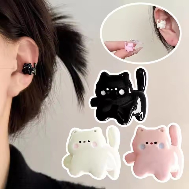 [พร้อมส่ง] ต่างหูหนีบแมวเหมียว Ear Cuff แมวอ้วนสุดน่ารัก ต่างหูไม่ต้องเจาะหู เครื่องประดับหูแฟชั่นสไตล์เกาหลี