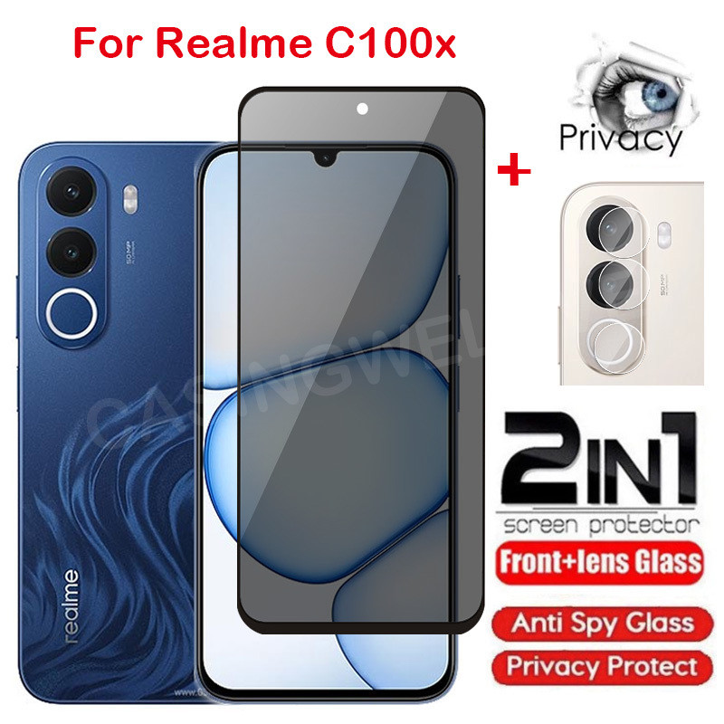 ป้องกันหน้าจอสําหรับRealme C100x C100 C100i 4G 5G 2026 กระจกนิรภัยส่วนตัวAnti-Spyคลุมทั้งหมดป้องกันหน้าจอAnti Peekความเป็นส่วนตัวฟิล์ม