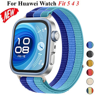 สีสันBreathableไนลอนทอสําหรับHuaweiนาฬิกาFit 5 Fit 5Proสายรัดข้อมือกีฬานุ่มสําหรับHuawei Watch Fit 3/4/4Proสร้อยข้อมือ