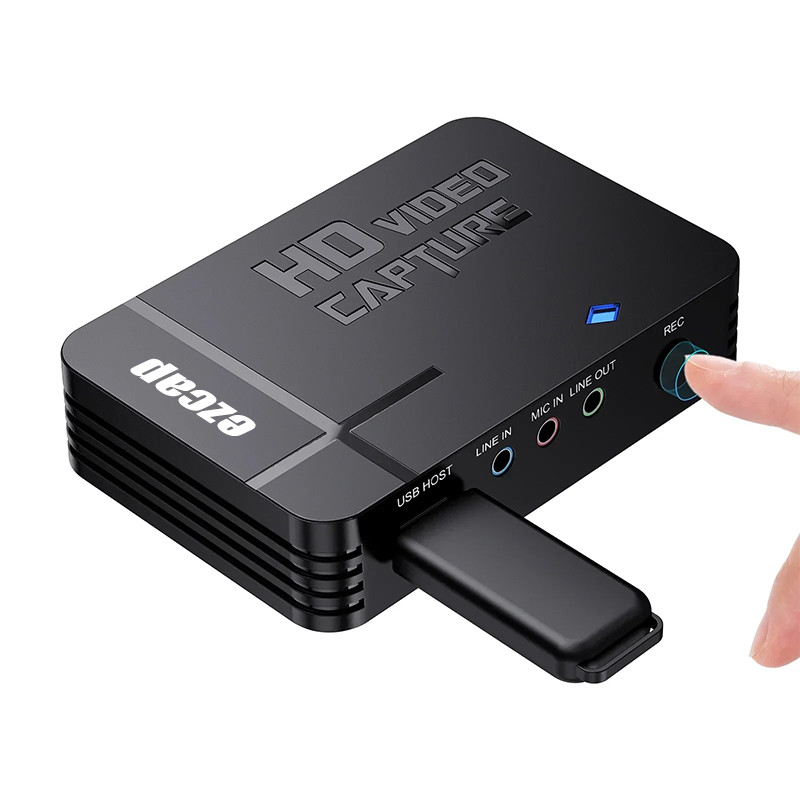Ezcap288Q การ์ดจับภาพวิดีโอ HDMI AV 1080P บันทึก USB U แฟลชดิสก์ไมค์ในสายออก HDMI 4K IN