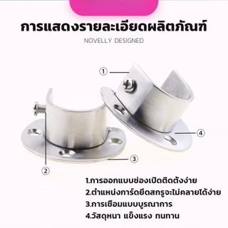 ราวจับหน้าแปลน สเตนเลส รูปตัว U สําหรับในตู้เสื้อผ้า ขนาด 25mm 32mm Closet Rod Brackets