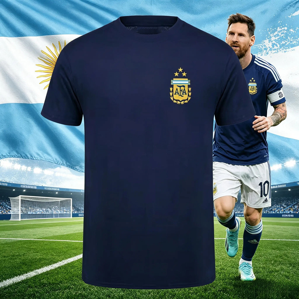 เสื้อยืด Argentina National Team AFA 3 Stars ผ้าคอตตอน 100% สวมใส่ได้ทั้งชายและหญิง ลายฟุตบอลฮิต สบา