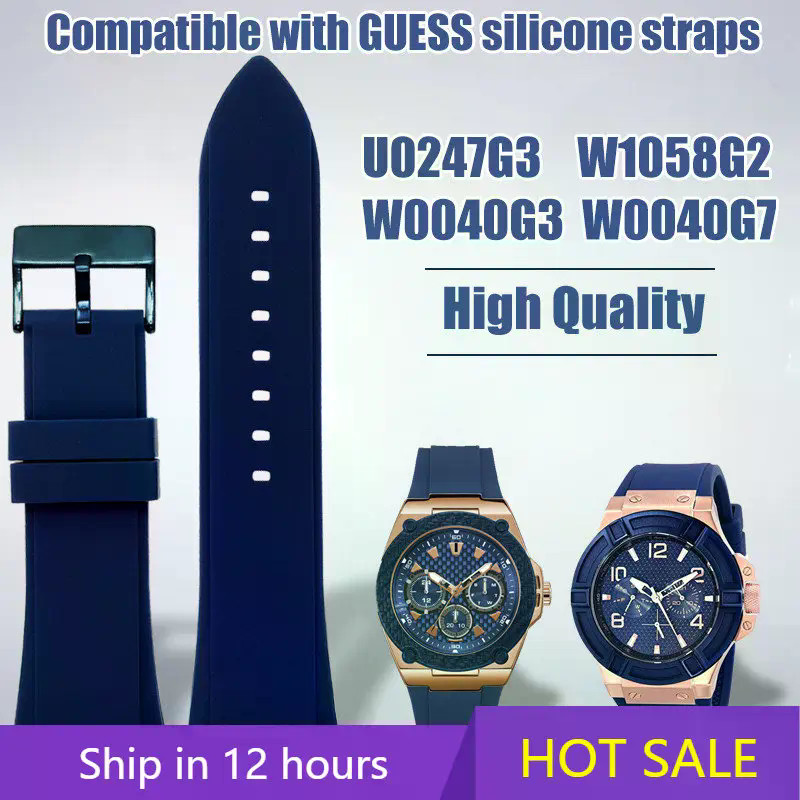 สําหรับ GUESS นาฬิกา W0247G3 W0040G3 W0040G7 Series 22 มม.สายคล้องคอยางซิลิโคนกีฬากันน้ําสร้อยข้อมือ