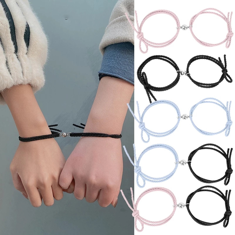 2 ชิ้น Minimalist Lovers จับคู่มิตรภาพ MagneticCouples สร้อยข้อมือจับคู่ระยะทาง/