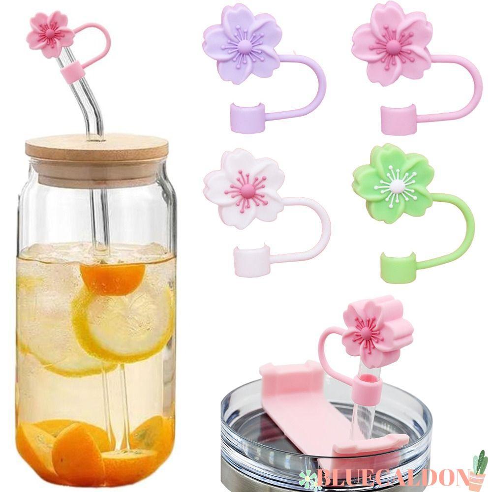 BLUECALDON 1/5PCS Straw Topper, ป้องกันฝุ่นซิลิโคนฟางหมวก,น่ารัก 10 มม.0.4in Begonia ดอกไม้ฟางเคล็ดลับฝาปิดสําหรับถ้วย Party Decor