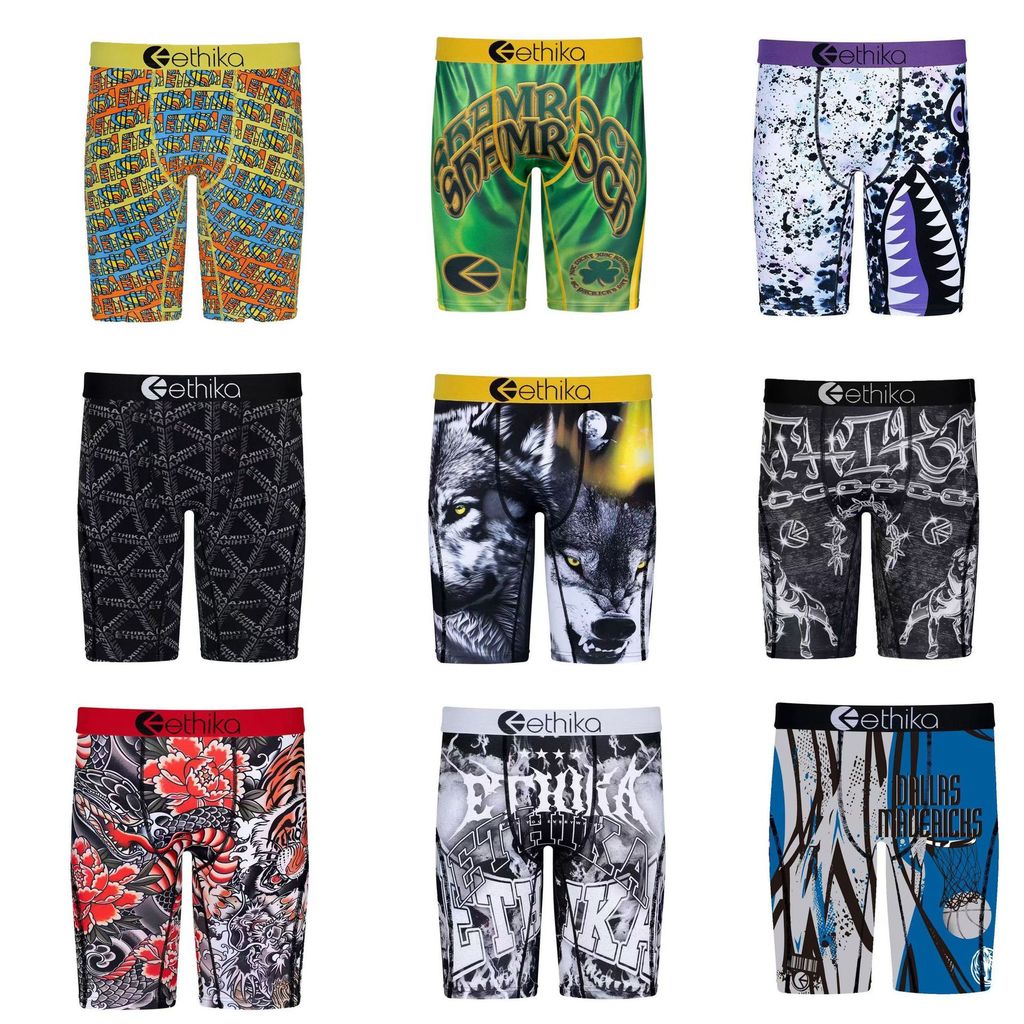 Ethika ชุดชั้นในชาย Boxer Street Wear กางเกงขาสั้นผ้าไหมน้ําแข็งพิมพ์กีฬาเลกกิ้งแห้งเร็ว20260525