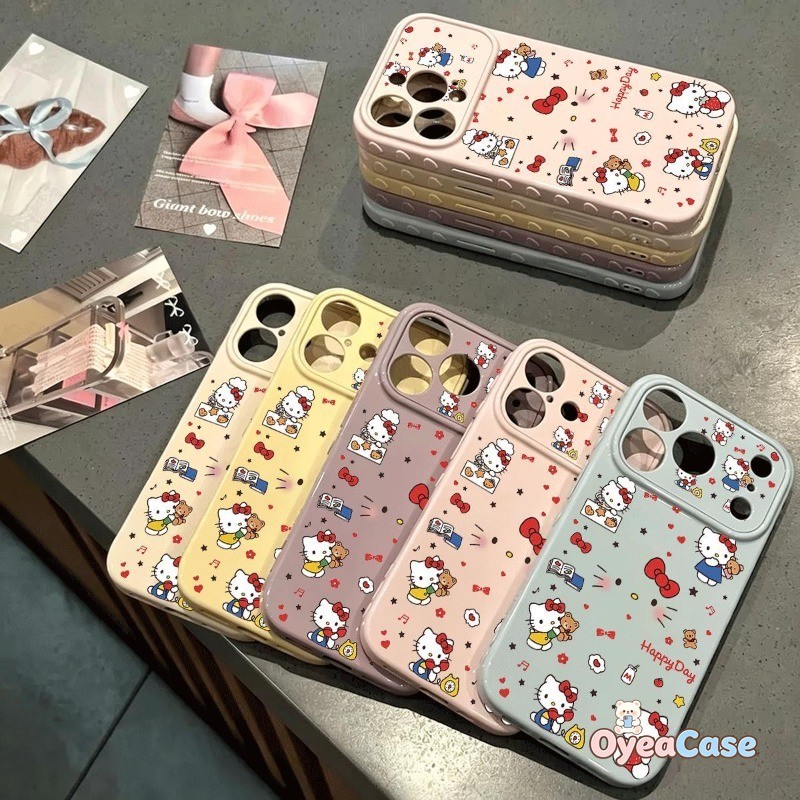 Red Bow Kitty Cat 3D Loving Hearts สําหรับ OPPO Reno 15 Pro Max Mini 15C 14 13 11 9 Pro 8 8Z 7Z 7 Lite 5G Ins สไตล์การ์ตูนปกลูกอมสีนุ่มลูกแมวปลอก