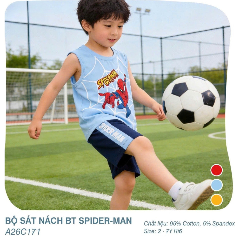 (2–7 ปี) Spider-Man Boys Underarm Set 2LA26S001 Soft and Cool Stretch Cotton – Boys Three Piece Set 
