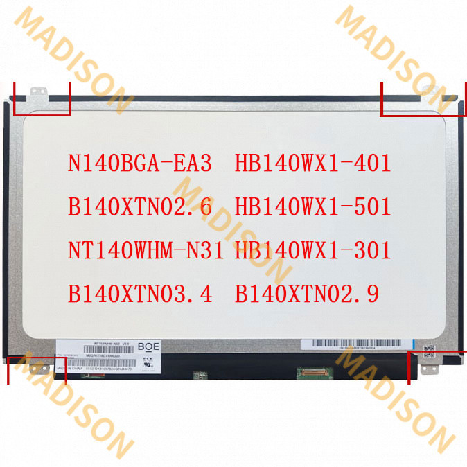 N140BGA-EA3 NT140WHM-N31 hb140s จอแสดงผล LCD 1366 Pin1 14 นิ้ว 30 พิน HB140WX11-501 b140xtn02.6 b140