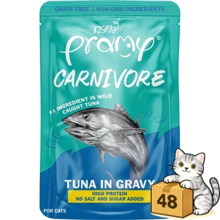 ( ยกลัง 48 ซอง ) Pramy Carnivore อาหารเปียกแมว Gluten Free กลูเต็นฟรี เปียกแมว สูตรโปรตีน