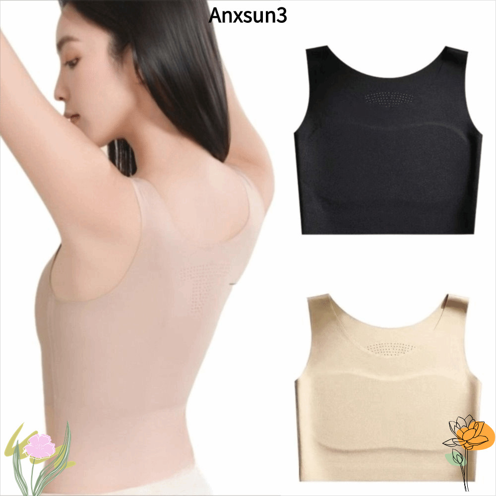 ANXSUN3 ชุดชั้นในรองพื้นชนิดน้ํา, S/M/L/XL/XXL/XXXL/XXXXL วัสดุผ้าไหมน้ําแข็งชุดชั้นในไร้รอยต่อที่มอ