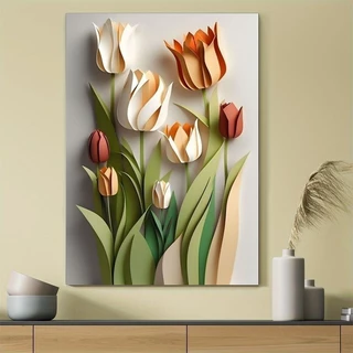 ของตกแต่งผนังดอกไม้ 8D สวยงามสมจริง ขนาด 40x60 สำหรับตกแต่งห้องให้สวยงาม