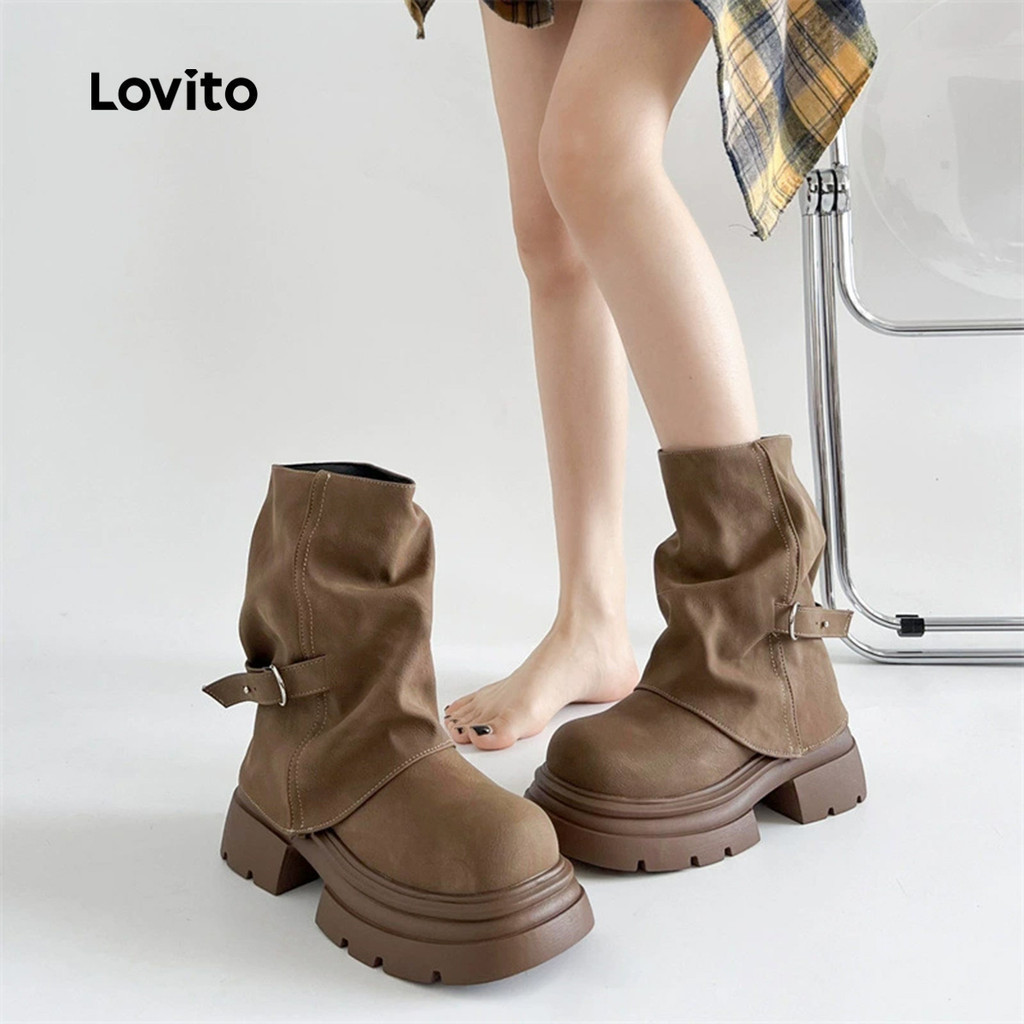 Lovito บู้ทสไตล์แคชชวลสำหรับผู้หญิง LFA97045