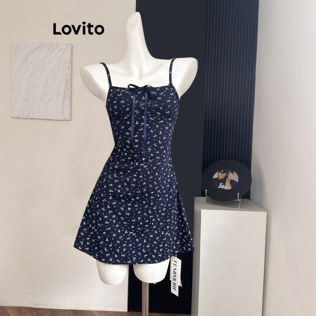 Lovito Casual ชุดเดรสลําลอง ชุดเดรส ลายดอกไม้ ดิทซี่ สําหรับผู้หญิง LNA74166