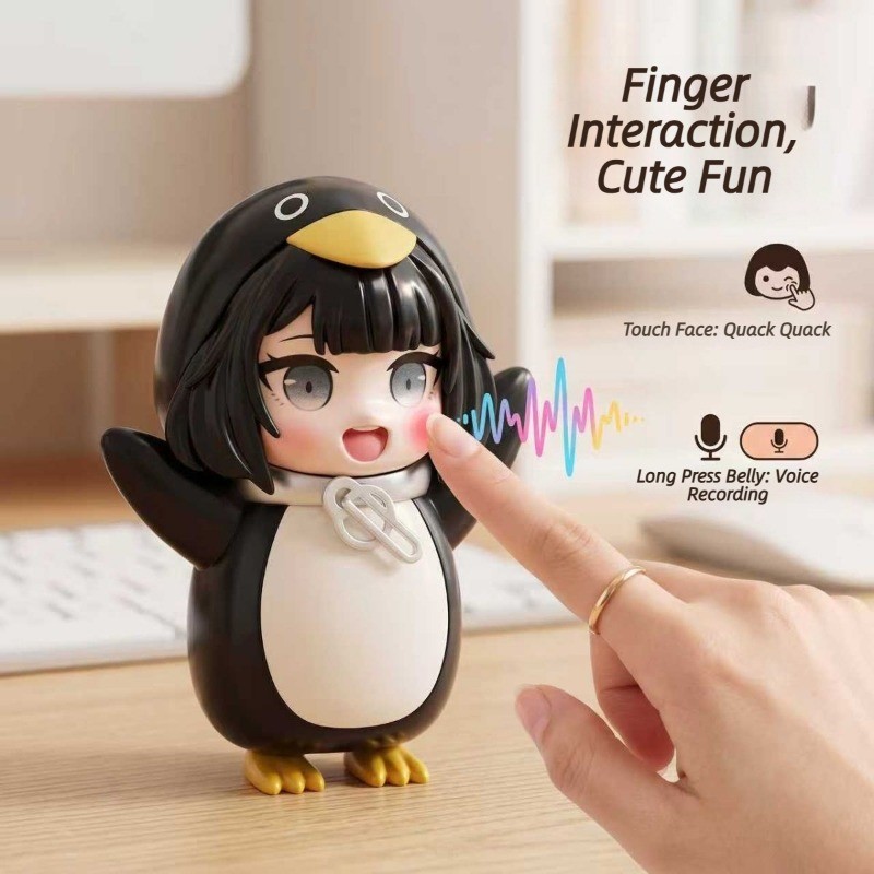 Talking Gugugaga Penguin Administrator เครื่องบันทึกรูปบันทึกเสียงน่ารัก Penguin ตุ๊กตาเดสก์ท็อปเครื่องประดับของขวัญ
