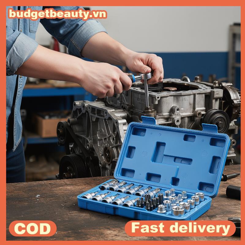 BUDGET ดอกไขควง E-type ลายดอกไม้ 34 ชิ้น T-type Press Bit Set .