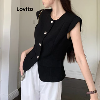 Lovito สง่างาม เสื้อกล้ามติดกระดุมหน้าสีพื้น สำหรับผู้หญิง รุ่น Lne38198 (หลากสี)