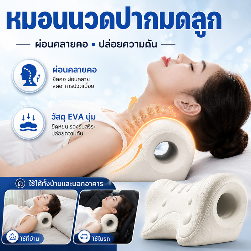 หมอนนวดปากมดลูก วัสดุ EVA นุ่ม อเนกประสงค์สวมใส่ต้านทานคอไหล่หมอน ผ่อนคลายคอ ปล่อยความดัน