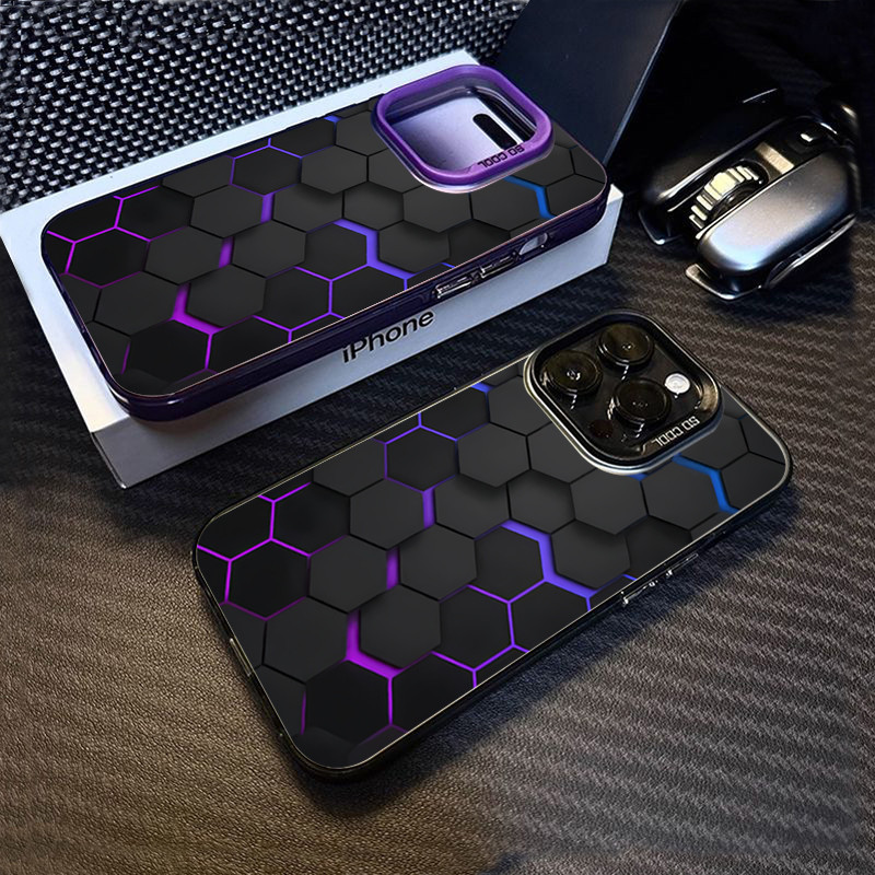 สําหรับiphone 16 11 15 Pro Max 14 11 12 13 15 Pro Max XR XS X 7 8 Plus แฟชั่นรังผึ้งอาคารบล็อกกันกระแทกMatte Hard Cover