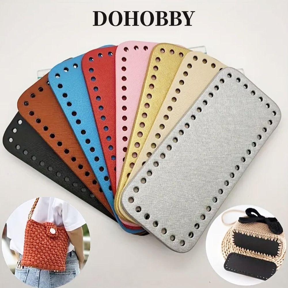 DOHOBBY ก้นกระเป๋ารูปยาว พร้อมรู ทนต่อการสึกหรอ ฐานโครเชต์ถักกระเป๋า DIY แผ่นฐานหนัง PU สําหรับทํากระเป๋าถักทรงสี่เหลี่ยมผืนผ้า ผู้หญิง