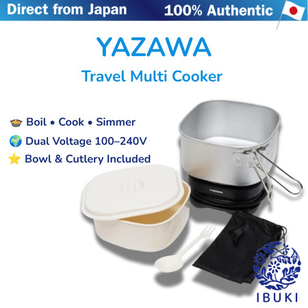 YAZAWA Travel Multi Cooker Electric Compact Cooker Voltage Switch Spoon & Fork Included TVR70BK