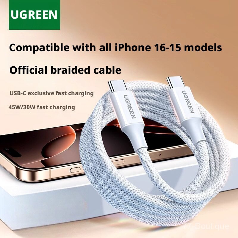 UGREEN สายชาร์จ Dual USB C สําหรับ PD Fast Charging Sync Data Cord Type C ถึง Type C
