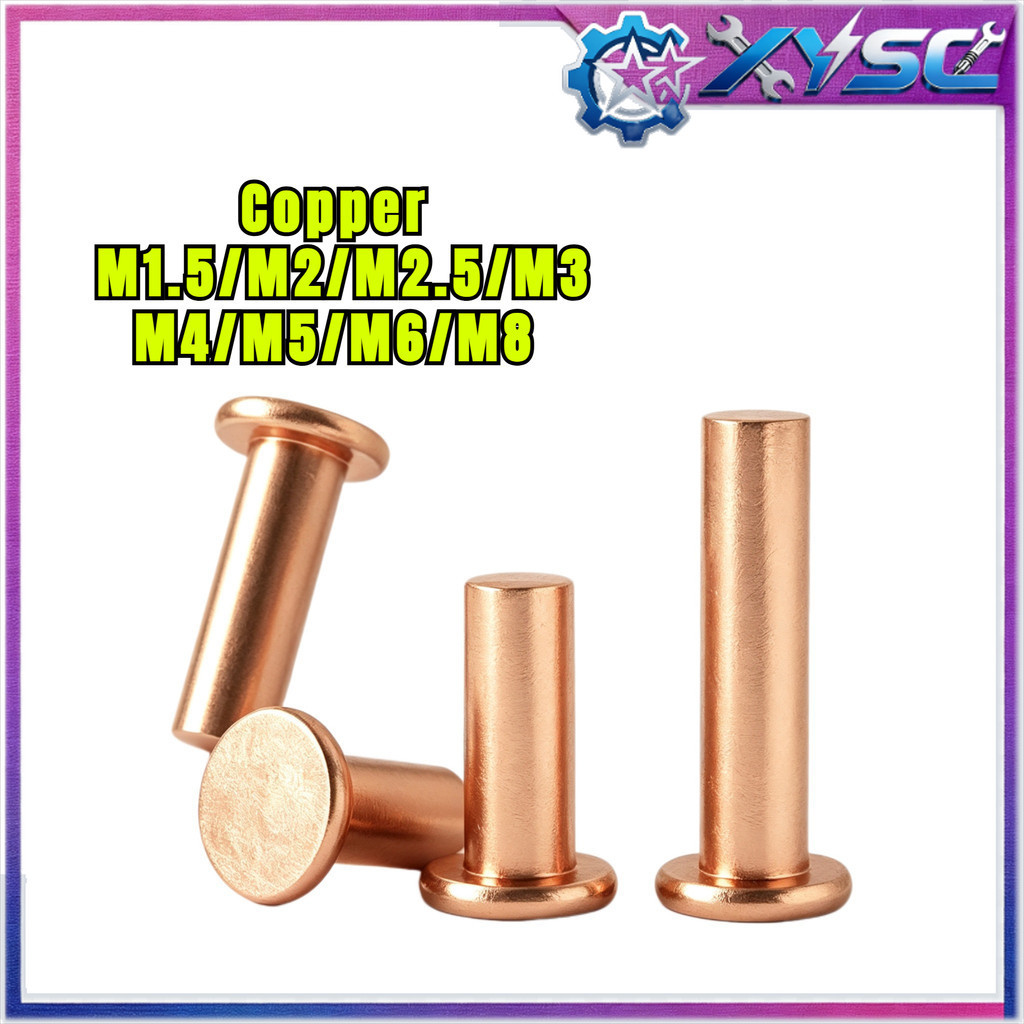 หมุดย้ำ หัวเตเปอร์ ทองแดงแท้ ขนาด / Solid Copper Rivets M1.5/M2/M2.5/M3/M4/M5/M6/M8