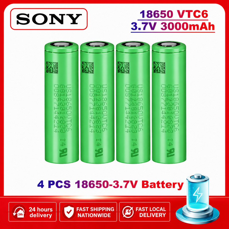 แบตเตอรี่ VTC6 18650 3000mAh 30A ถ่านชาร์จลิเธียม 3.7V แรงสูง ใช้งานต่อเนื่อง DIY Power Tool เครื่องมือไฟฟ้า