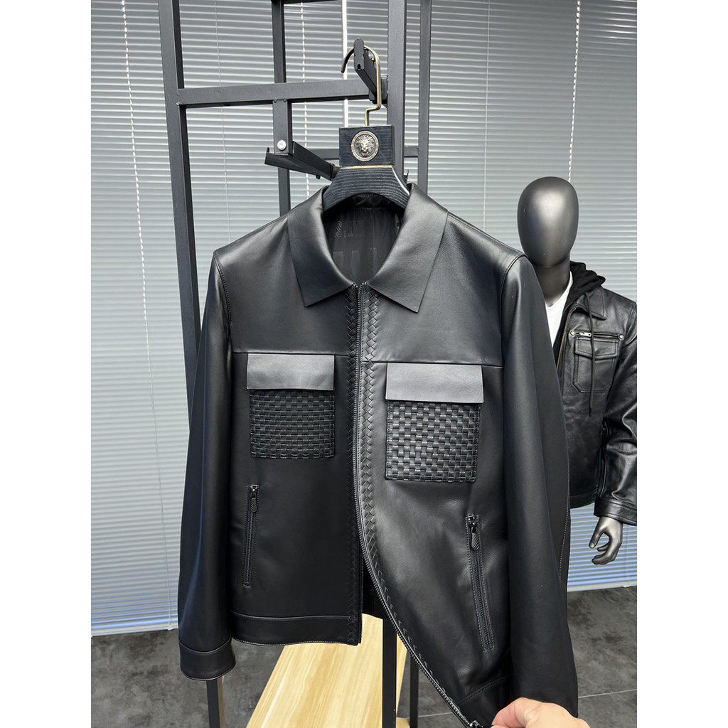 Svip~Cabinet 5.8 W+Heavy Industry Weaving!ตุรกี Lambskin High-End Lapel เสื้อแจ็คเก็ตหนังแท้เสื้อแจ็
